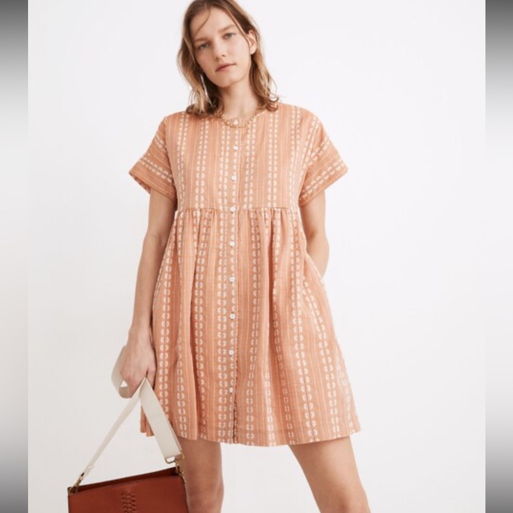 Madewell Peach Striped Mini Dress